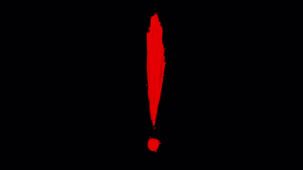 Red Hand-Drawn Exclamation Mark Animation on Black Background