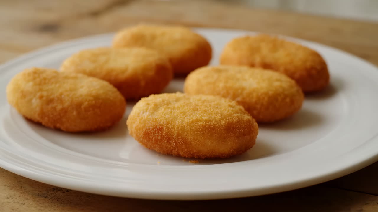 Crocchette dorate e croccanti su un piatto bianco