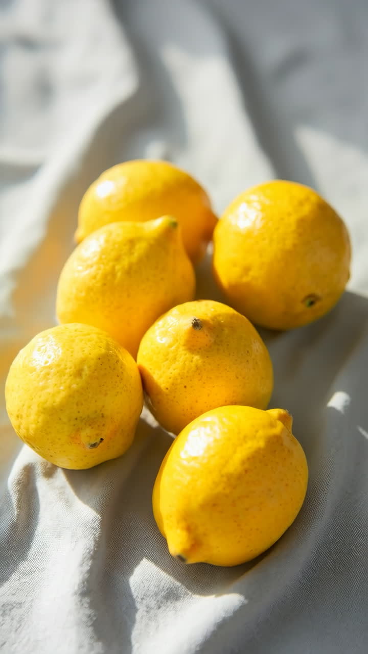 Fresh Lemons on Fabric Surface