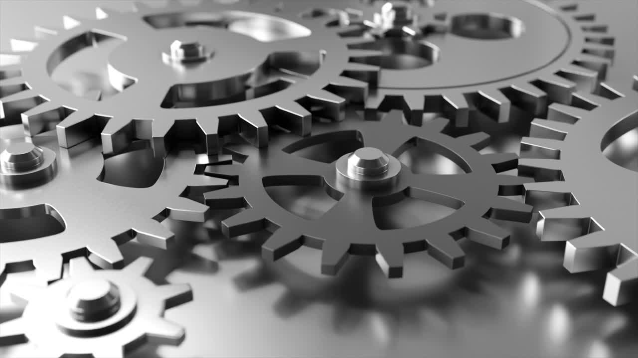 video de fondo industrial con engranajes. animación en 3d.