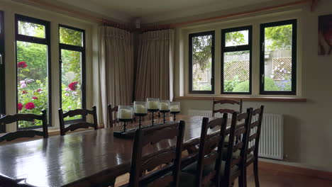 Right-to-Left-Pan-of-a-Rustic-Dining-Room-in-a-Family-Home