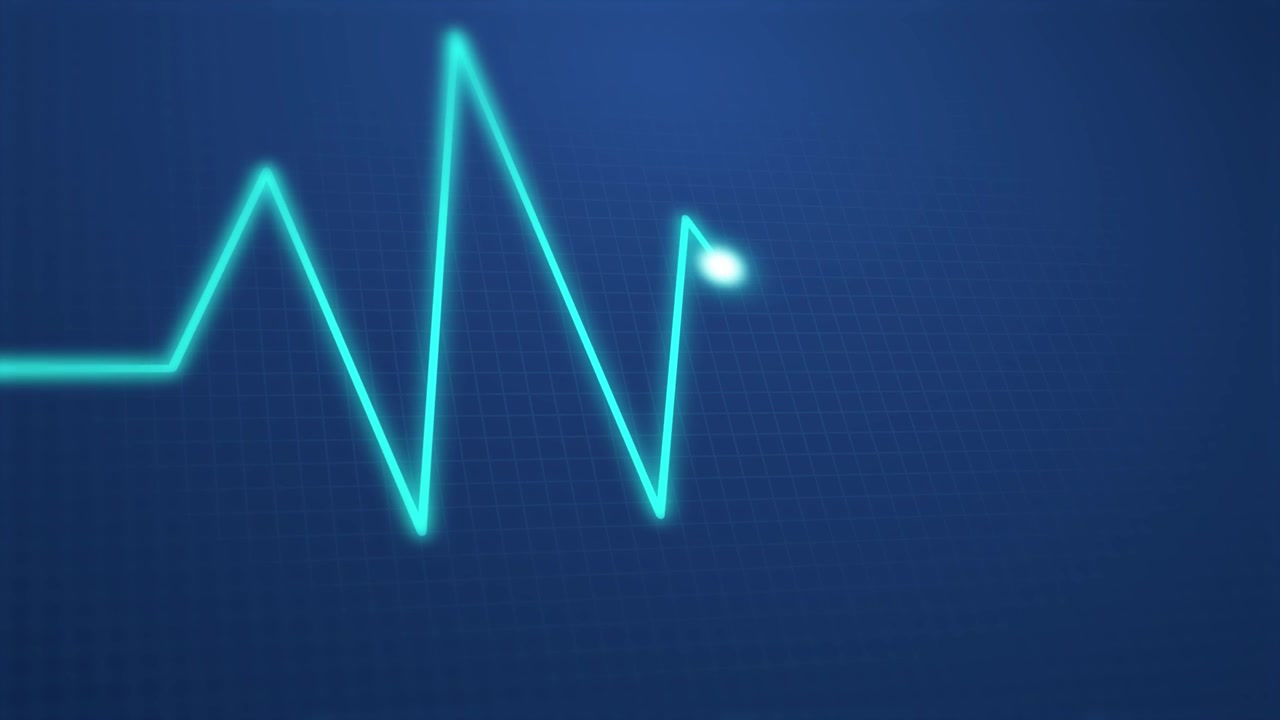 Monitor Digital de Frecuencia Cardíaca Mostrando Línea Plana en Cuadrícula Azul