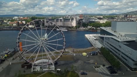 the city of oslo – the opera house photographed from the heights of the munch museum.