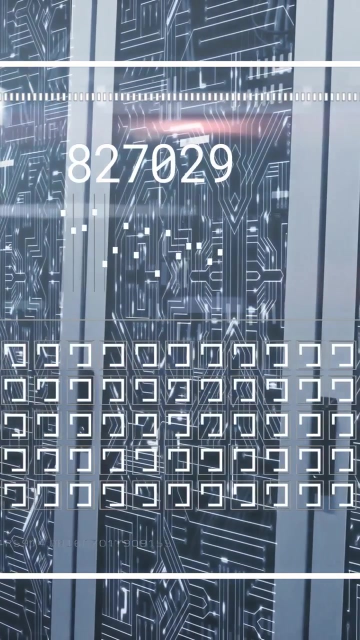 Vertical video: Rack filling view, AR overlay appearing after lines showing numbers for data center
