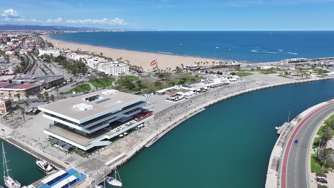 Valencia Skyline At Valencia In Comunidad Valenciana Spain. Beach Landscape. Bay Harbor Scenery. Downtown District. Valencia Skyline At Valencia In Comunidad Valenciana Spain. Amazing Cityscape