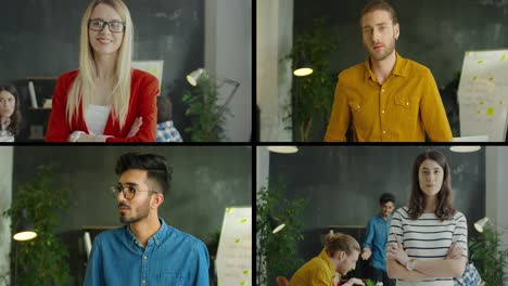 Compilation-(Montage)-Of-Different-Male-And-Female-Office-Managers-Smiling-To-Camera-In-Cabinet