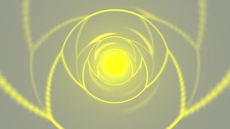 seamless animation of yellow wireframe tunnel on gray background