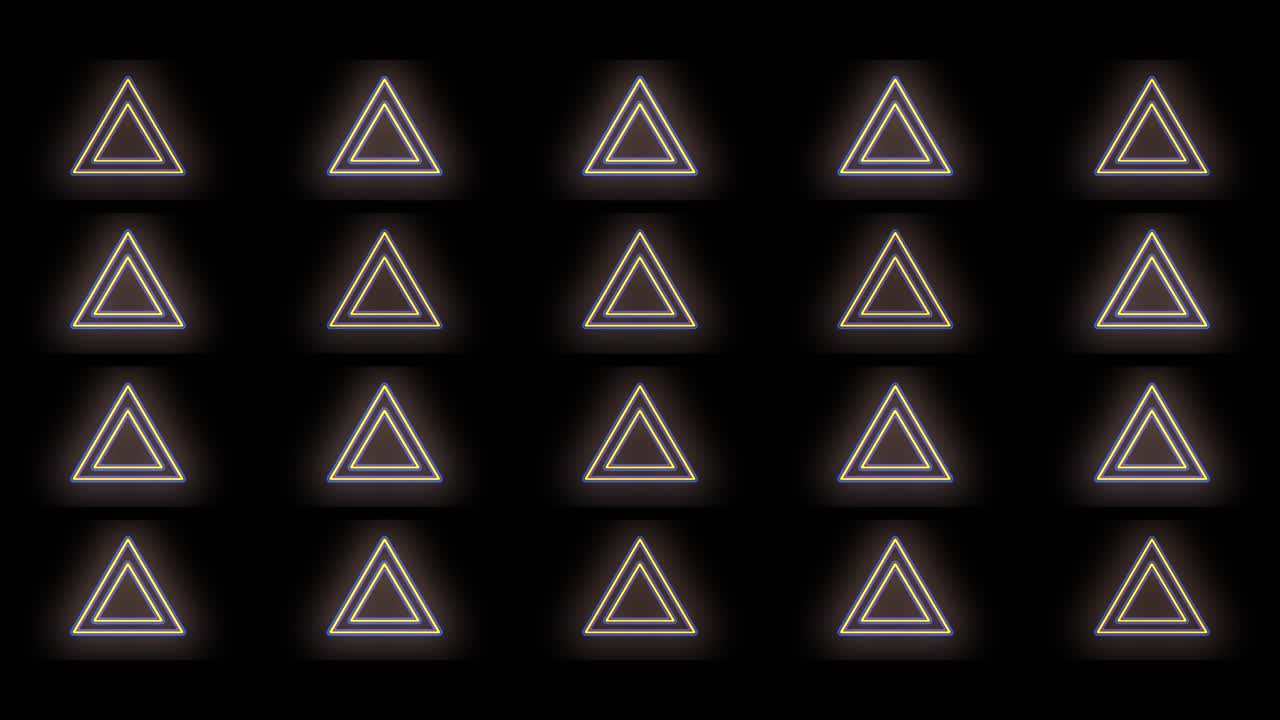 patrón de triángulos amarillo neón pulsante en filas 4