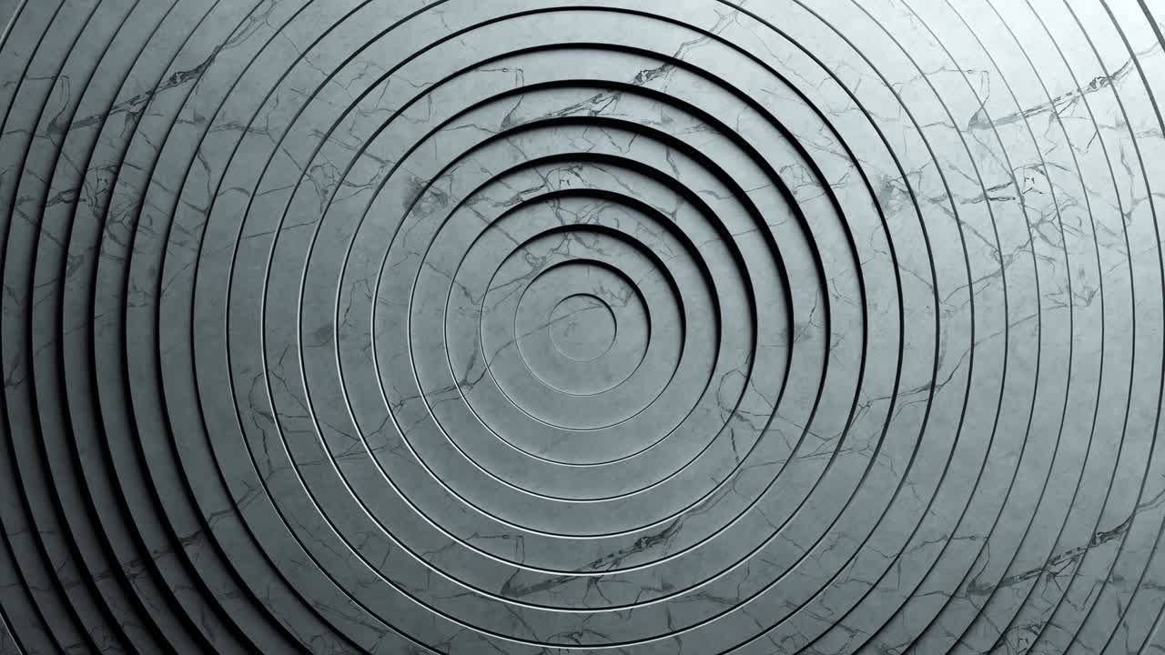 patrón abstracto de círculos con el efecto de desplazamiento. animación de anillos puros en mármol texturizado. fondo abstracto para presentación de negocios. bucle sin costuras 4k 3d render