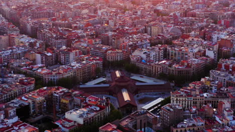Barcelona-Aerial-View-Mercado-De-San-Antonio,-Spain