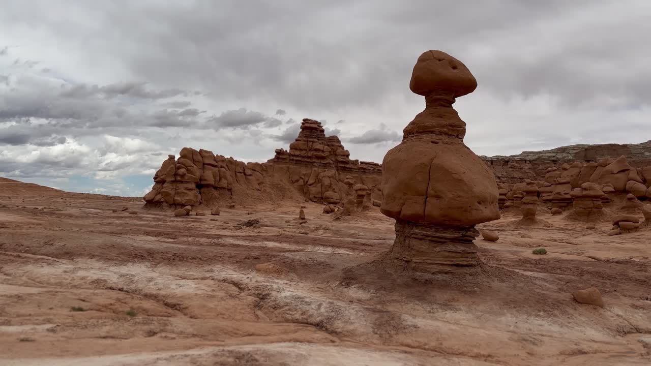 A tall hoodoo in the desert of Utah's Goblin Valley