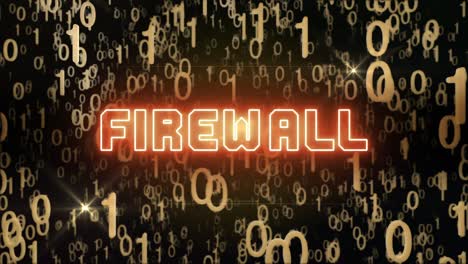 golden firewall concept with digital code