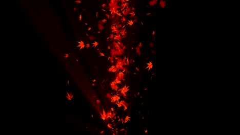 vortex from colorful maple and leaves. spiral shiny particle of autumn leaves. dancing leaf. colorful nature tunnel loop animation.