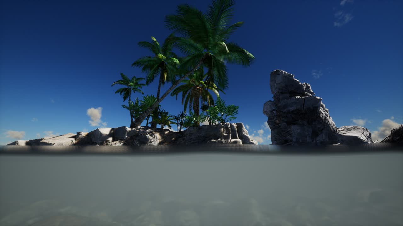 agua fangosa marrón y palmeras en la isla