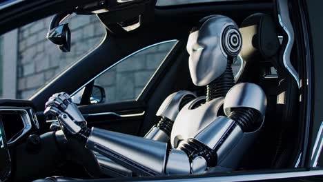 conductor robot en un coche moderno