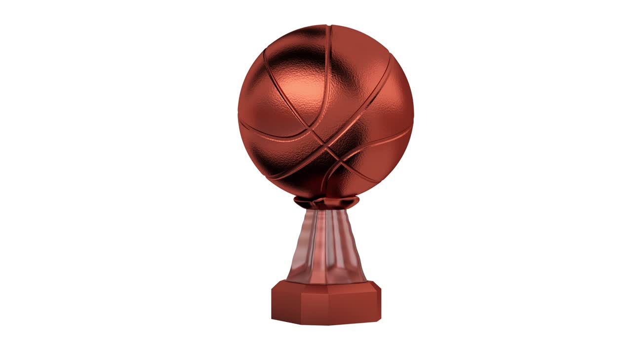 Vista Frontale di un Trofeo di Bronzo di Pallacanestro in Rotazione Infinita
