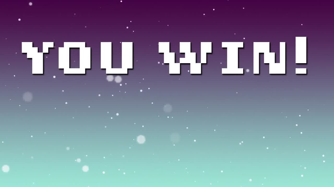 파란색 배경의 반점 위에  ⁇ 색 문자로 텍스트를 이기는 애니메이션