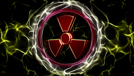 símbolos de peligro nuclear, animación, con canal alfa, bucle