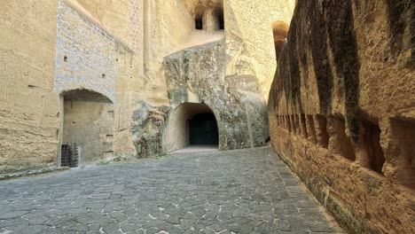 walking through ancient castle corridors in naples