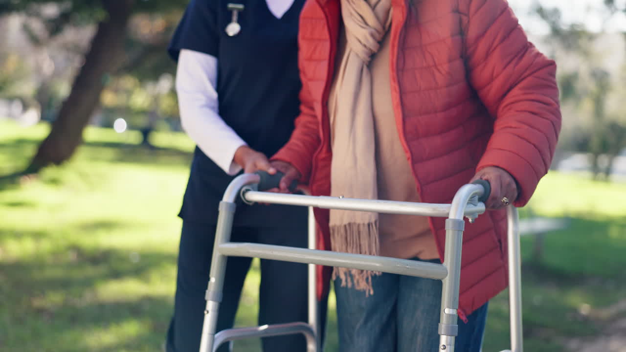 Elderly care with walker assistance