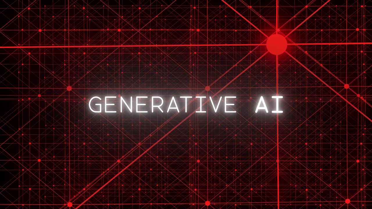 una red de premonitorias partículas rojas se unen como si estuvieran controladas por una "ai generativa