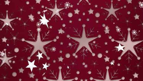 animación de estrellas de navidad cayendo sobre un fondo rojo