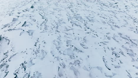 a bird's-eye view from a drone showcasing the frozen grandeur of lake michigan