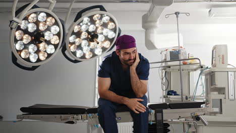 tired surgeon in the operating room
