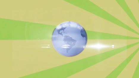 Animación-De-Un-Globo-Giratorio-Y-Un-Punto-De-Luz-Sobre-Un-Fondo-Radial-Verde.