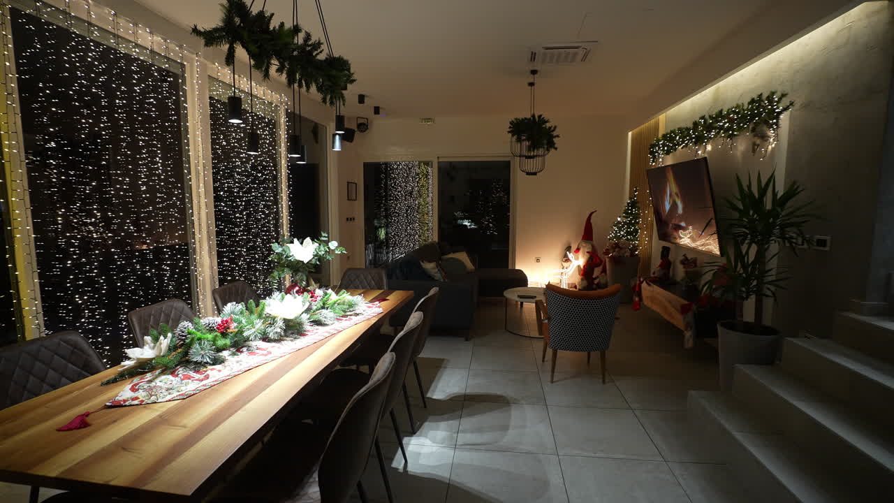 Festive Living Room with Christmas Decorations