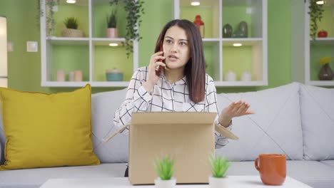 frustrated by the wrong cargo result, the young woman reports on the phone.