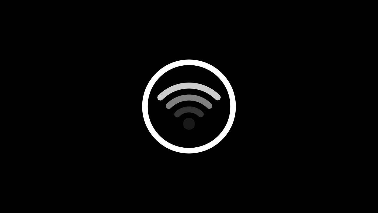 Icona animata del segnale Wi-Fi su sfondo nero