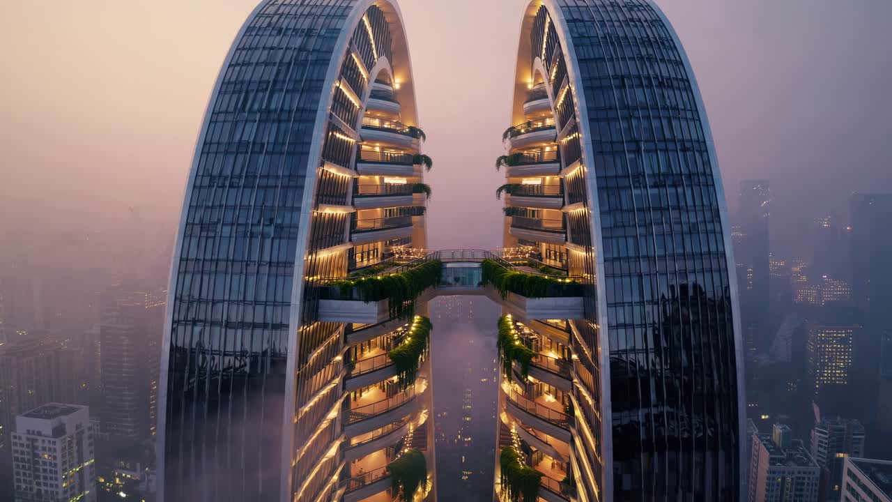 Twin Towers Urban Landscape