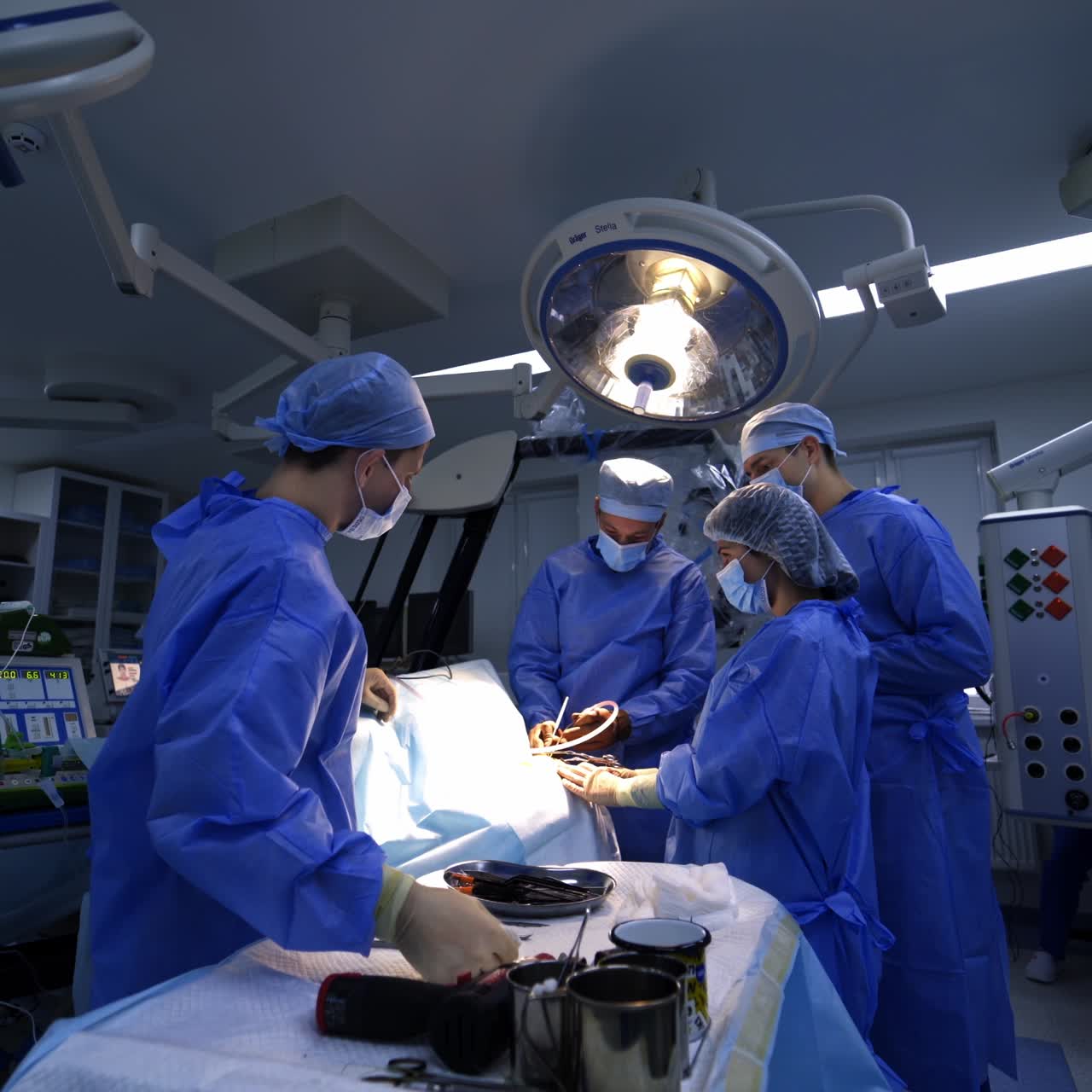 Medical neurosurgery specialist. Group of neurosurgeons working in emergency hospital
