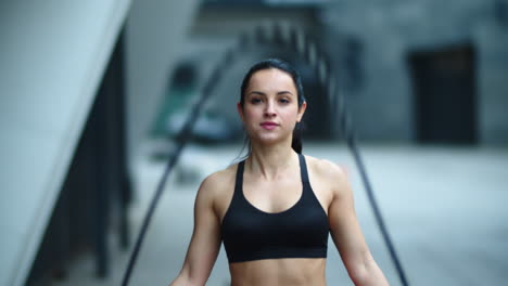 athlete woman practicing jumping