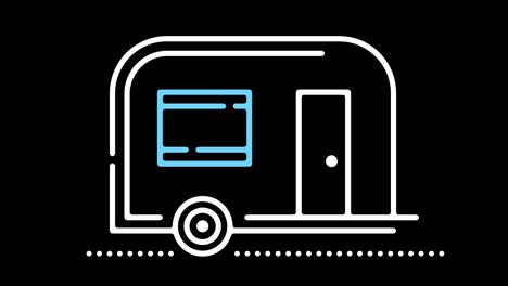 animación del icono de la línea del parque de caravanas con alfa