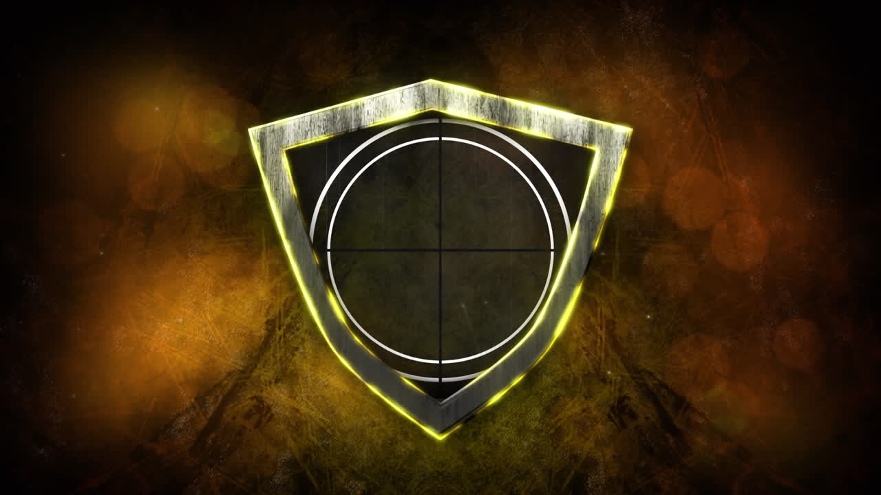 animación del escaneo del alcance en el escudo sobre fondo naranja