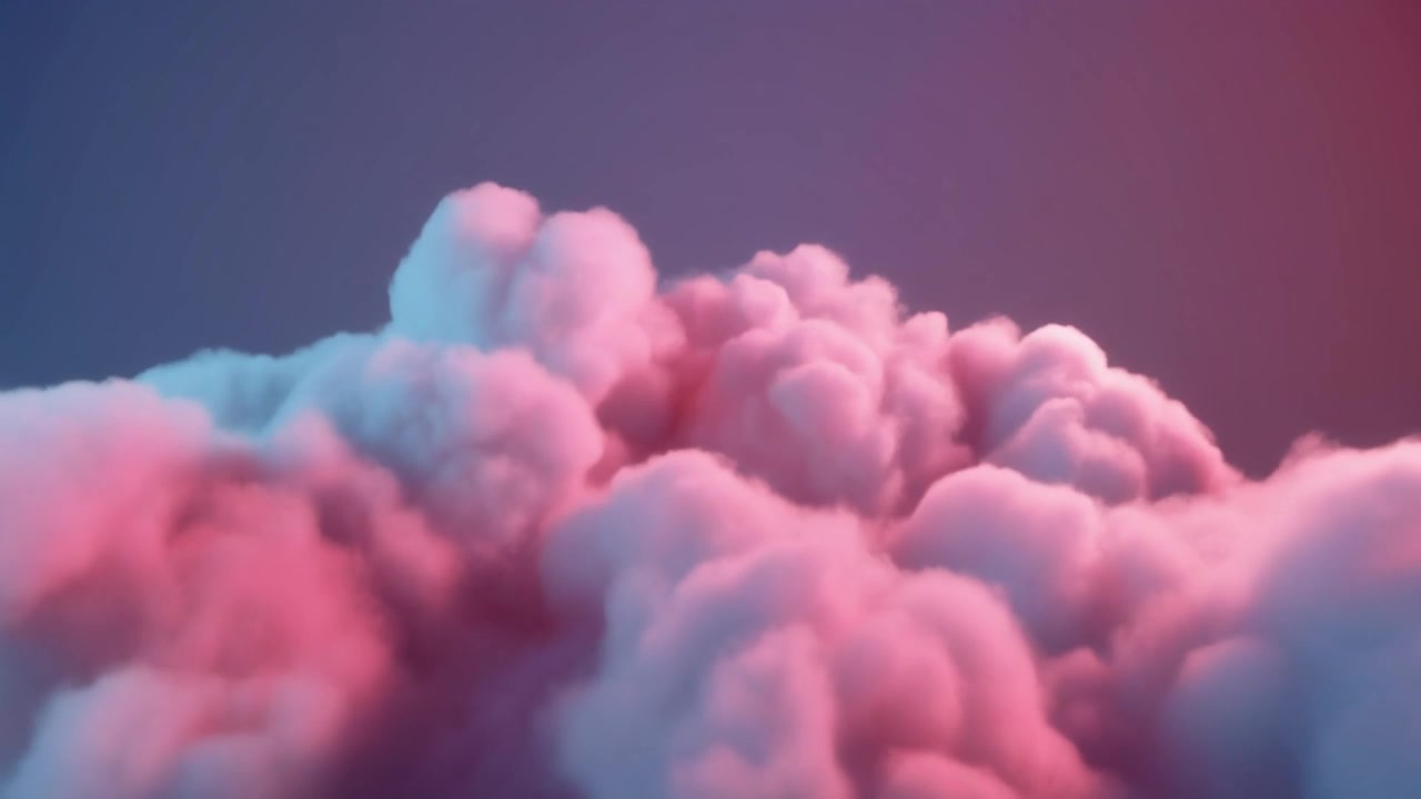 Animazione 3D astratta di nuvole soffici rosa e blu