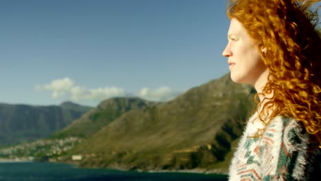 woman relaxing in countryside on a sunny day 4k