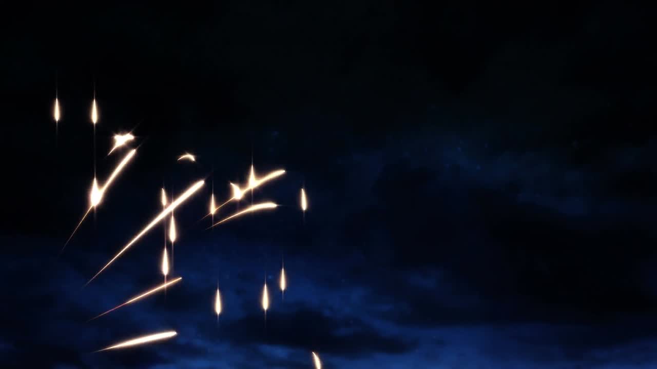 밤하늘에서 새해 불꽃놀이의 애니메이션