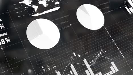 animation of financial data processing over dark background