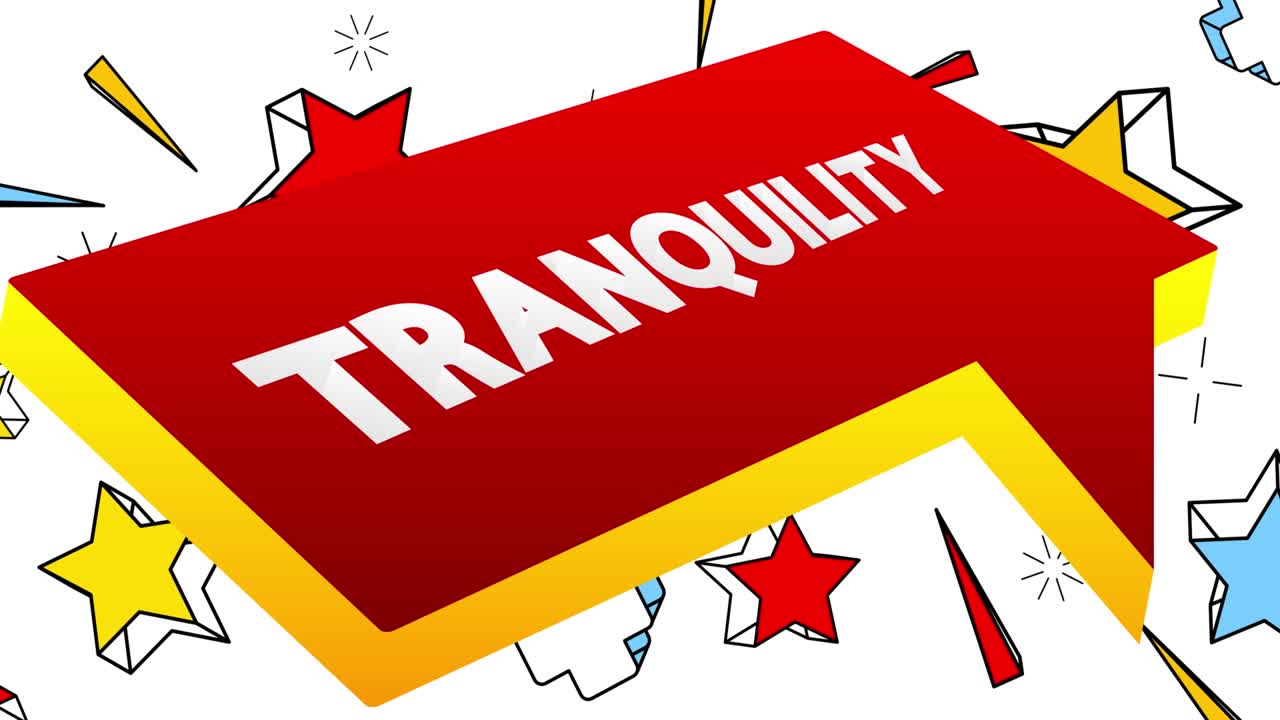 Tranquility. Word in speech bubble. Comic book video.