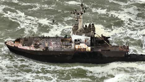 zeila shipwreck on namibia's famous skeleton coast - static aerial