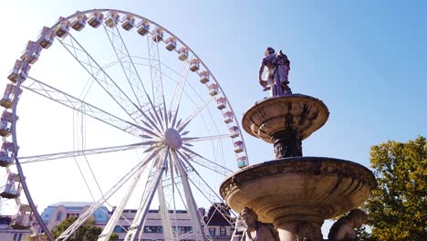 the famous budapest eye ferris wheel in hungary in moving shot