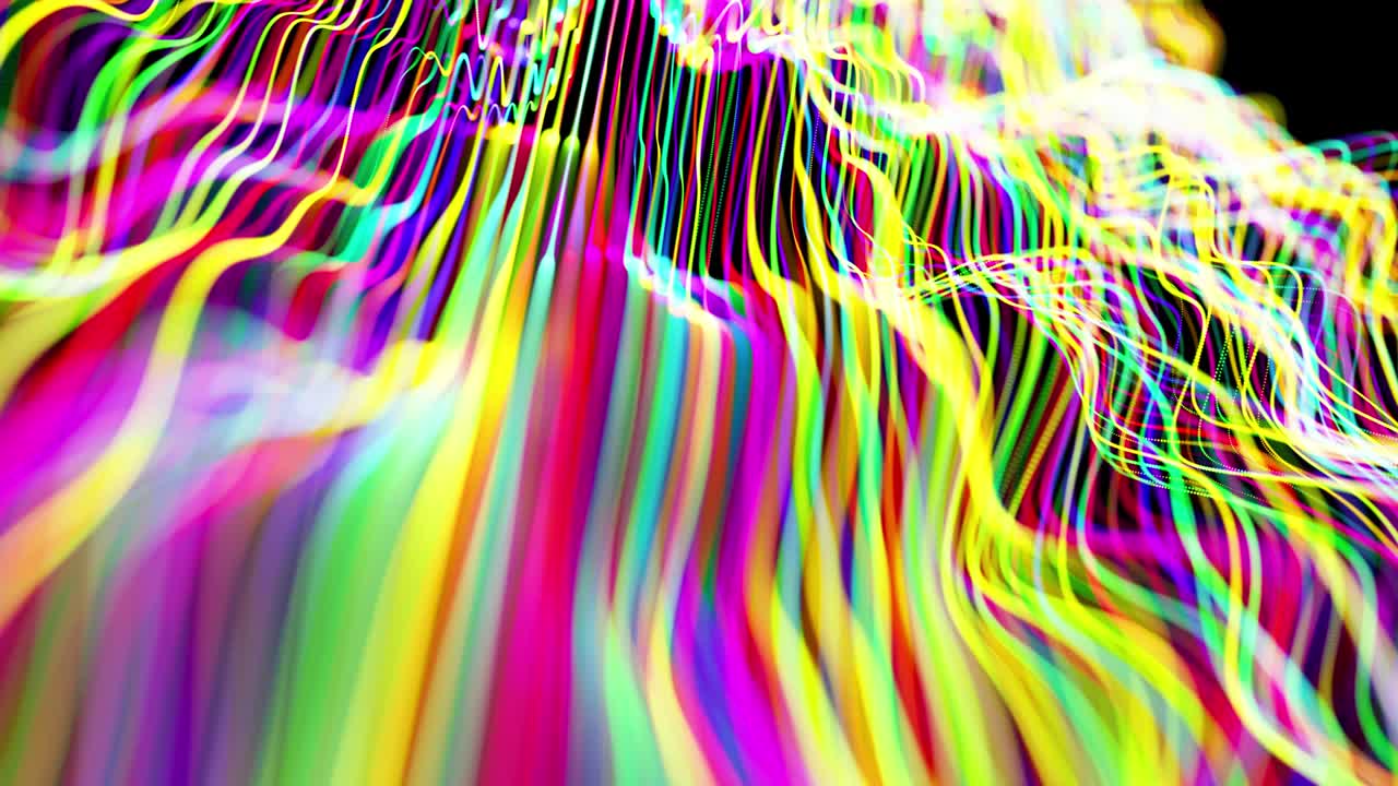 추상적인 배경 빛, 다채로운 선이 표면을 형성합니다. 아름다운 구부러진 선은 4k에서 아름다운 루프 창의적인 배경입니다.