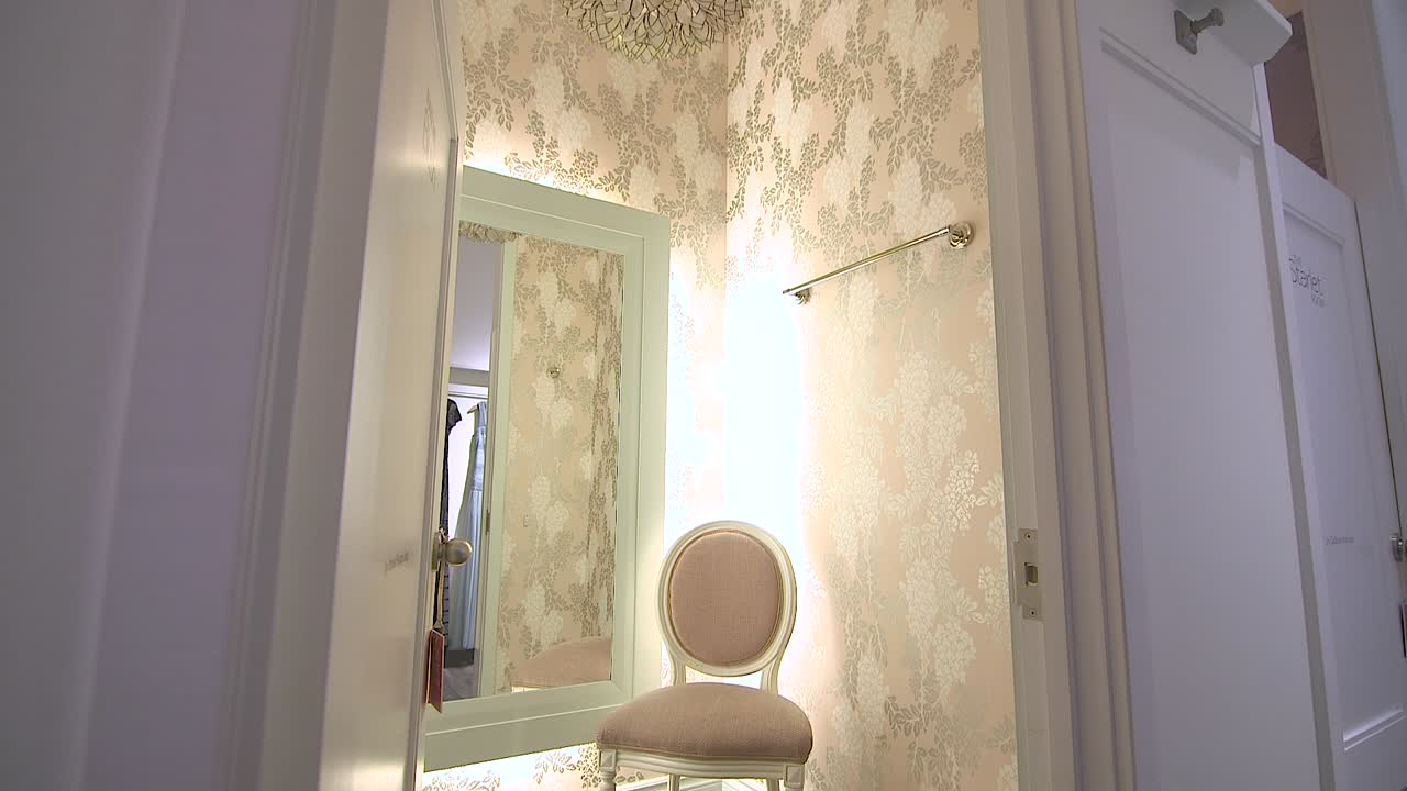 Tilt up on high-end dressing room