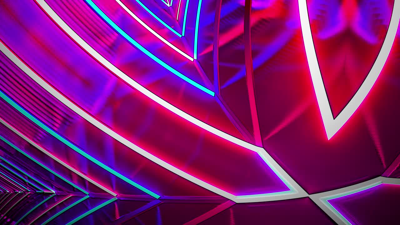 Luce astratta blu viola rosa neon geometrica tecnologia digitale, spettro ultravioletto, animazione 3D in loop continuo 4K. Bellissimo motivo sci-fi infinito. Astratto di tecnologia futuristica per titoli tecnologici.