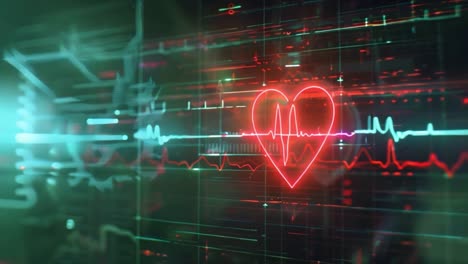 digital heartbeat and ecg medical data display