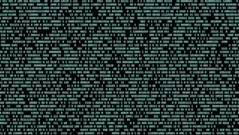 números binarios en la pantalla de la computadora digital en la matriz de fondo del monitor negro.