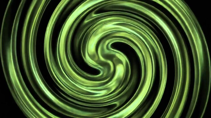 Abstract Green Swirling Vortex Animation on Black Background